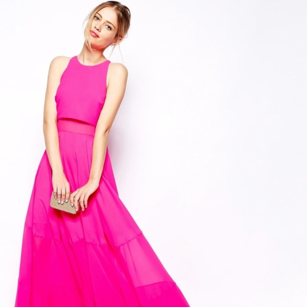 ASOS Hot Pink Maxi with Sheer Panels